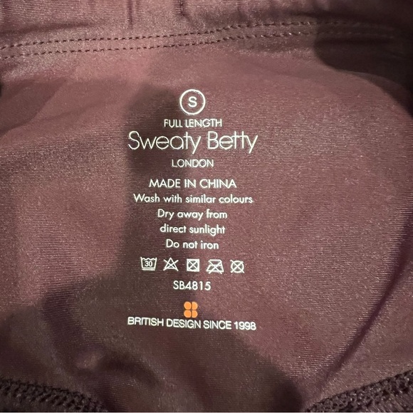 Sweaty Betty Shine High Waisted Size Small Leggings SB4815 Maroon Full Length - Picture 6 of 7